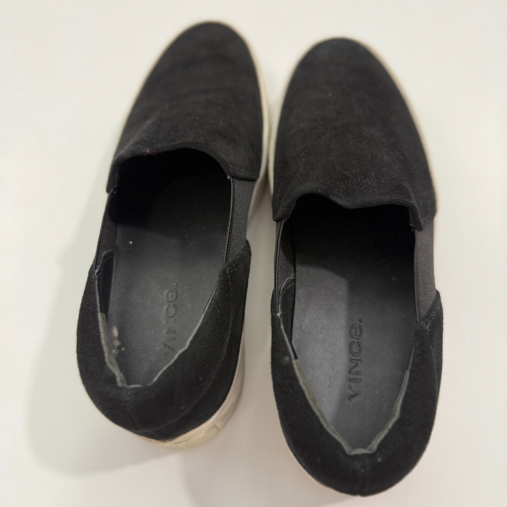Vince Black Suede Leather Casual Slip On Platform Sneakers Sz 5M / 35 - Picture 8 of 12